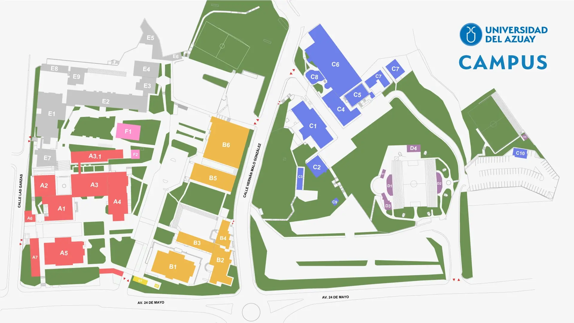 Mapa del campus de la Universidad del Azuay